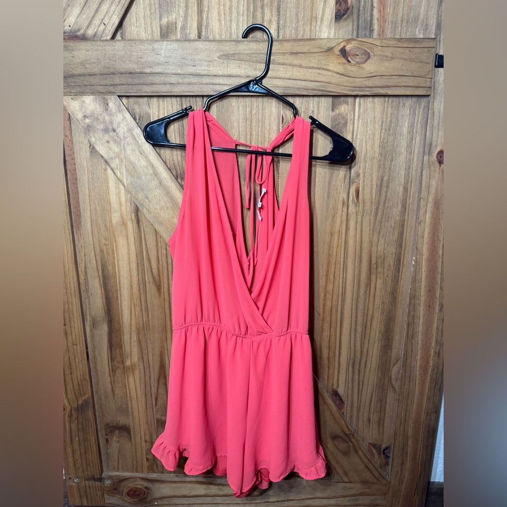 Coral Sleeveless Romper